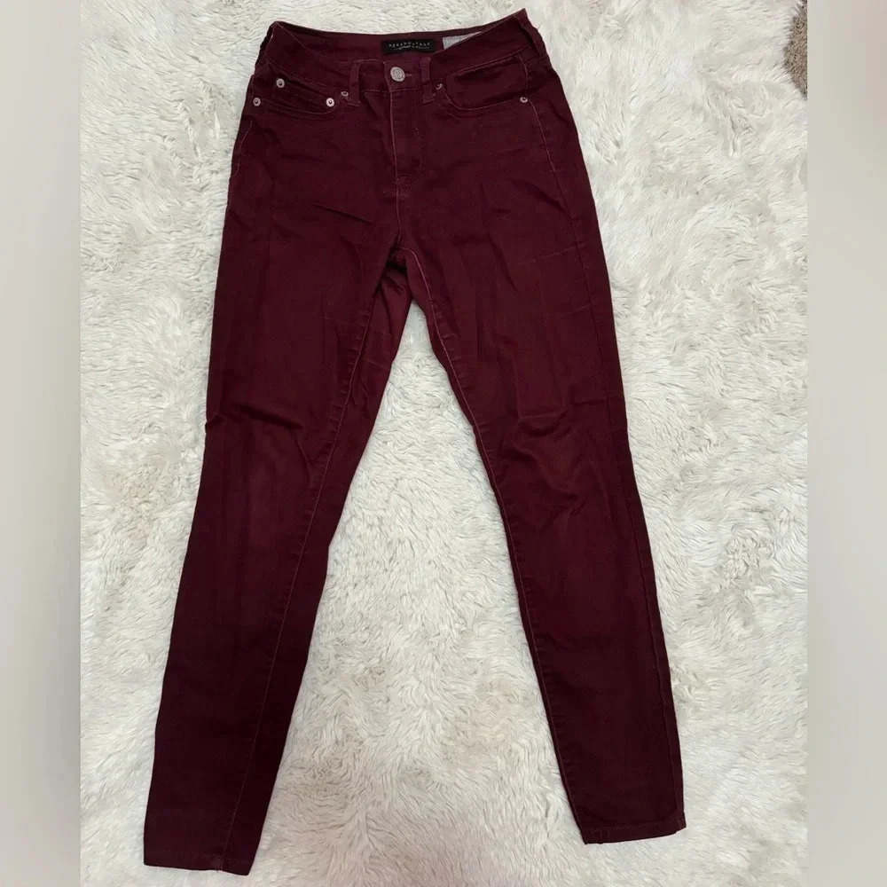 Aeropostale maroon high waisted jeggings size 0 regular